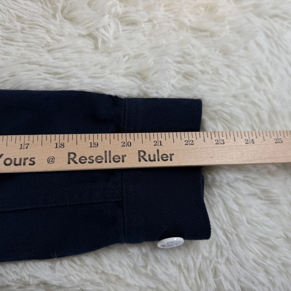 J.Crew Navy Cotton Twill Nautical Pea Coat Jacket Double Breasted Size 2 Pockets - Picture 7 of 13